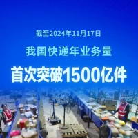 我國(guó)快遞年業(yè)務(wù)量首次突破1500億件